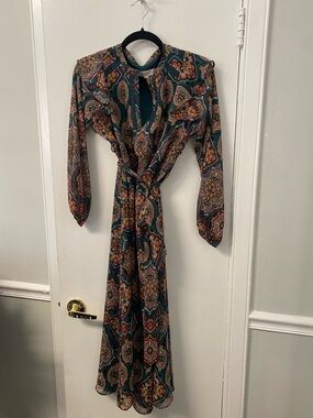 LOFT Teal Paisley Maxi Dress